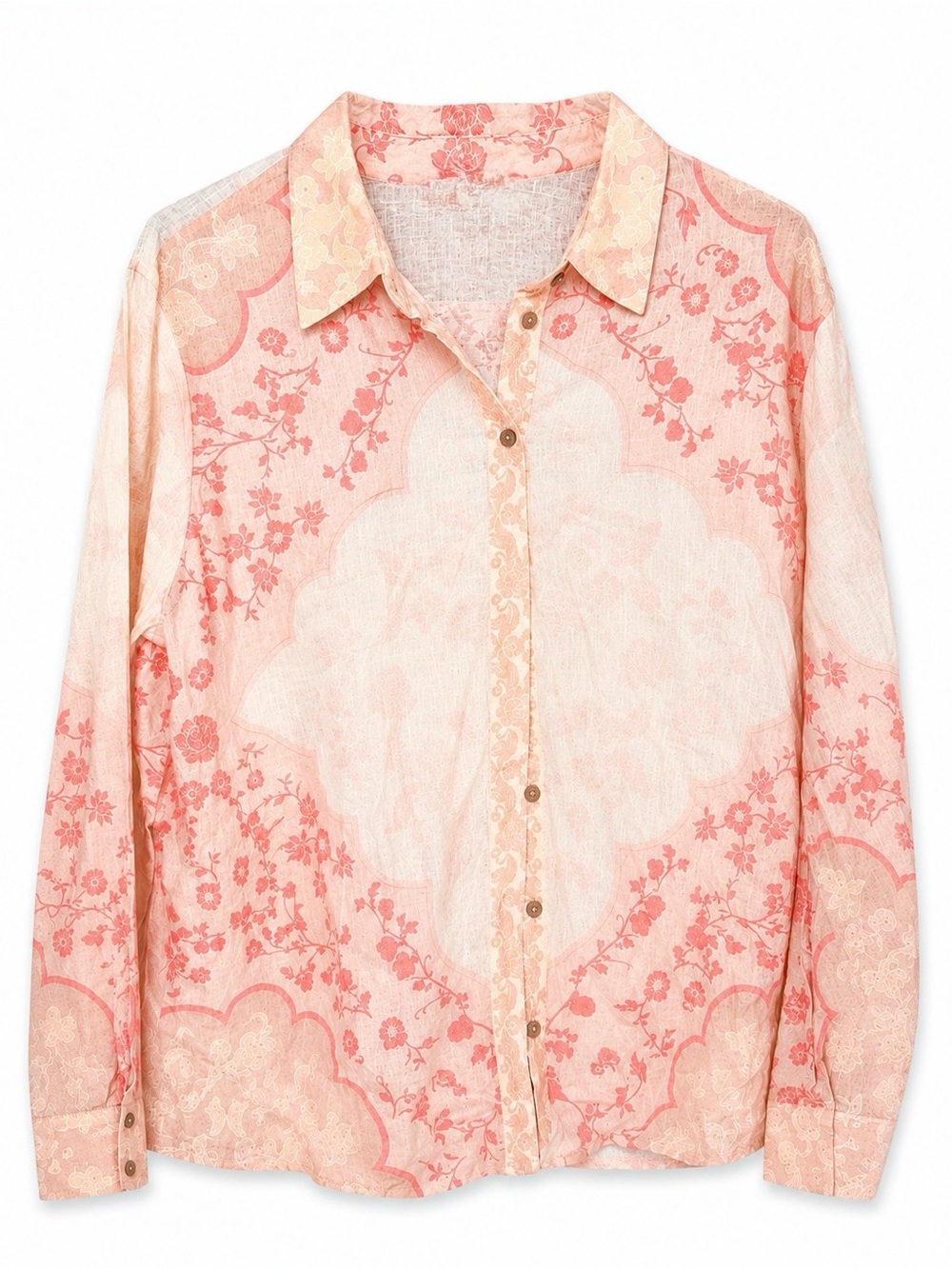Rachel Zoe | Coral Floral Long-sleeve Button-up Shirt